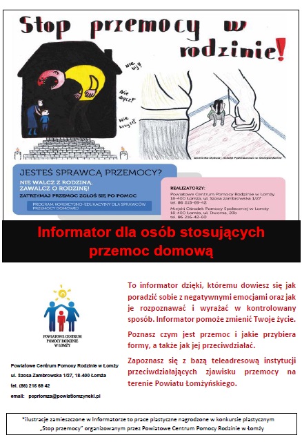 Informator PCPR w Łomży dla osób stosujących przemoc domową - lipiec 2024 r.